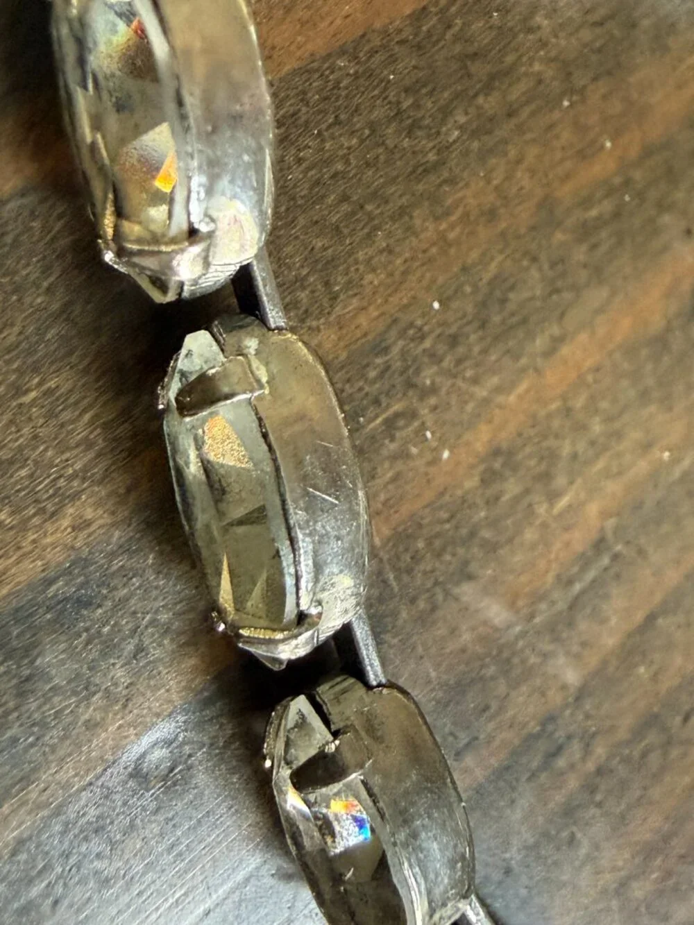 VTG EARLY Weiss Clear Baguette Cut Rhinestone Tennis Bracelet 7